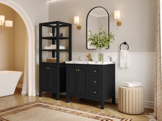 Nashville 36" Left Offset Bath Vanity, Black 2" White Quartz