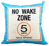 20"x20" No Wake, Word Print Pillow, Turquoise