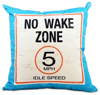 20"x20" No Wake, Word Print Pillow, Turquoise