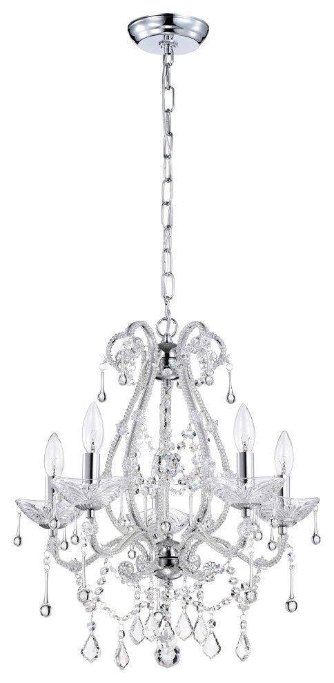 Alice 5-Light Chrome and Crystal Candle Style Chandelier Glam Lighting