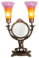 17 High Amber/Purple Pond Lily Twin Cherub 2 Light Accent Lamp