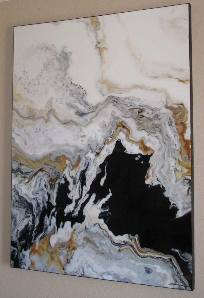 Modern Contemporary Fine Art "Tributary" Resin Coated Limited Edition 48"x36" E