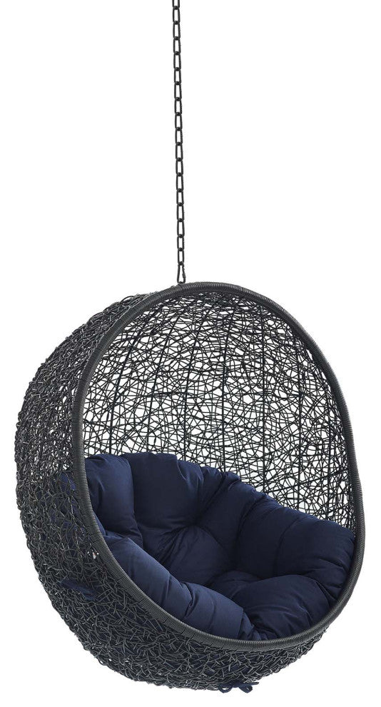 Sunbrella Fabric Swing Outdoor Patio Lounge Chair Without Stand Black Navy