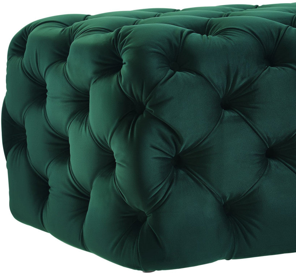 Kaylee Green Velvet Ottoman - Green