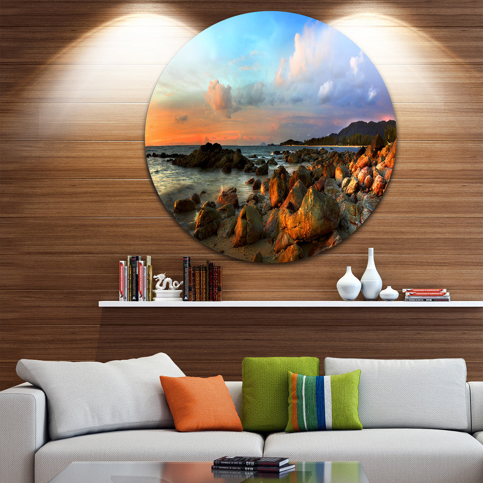Colorful Tropical Sunset, Photo Disc Metal Artwork, 11"