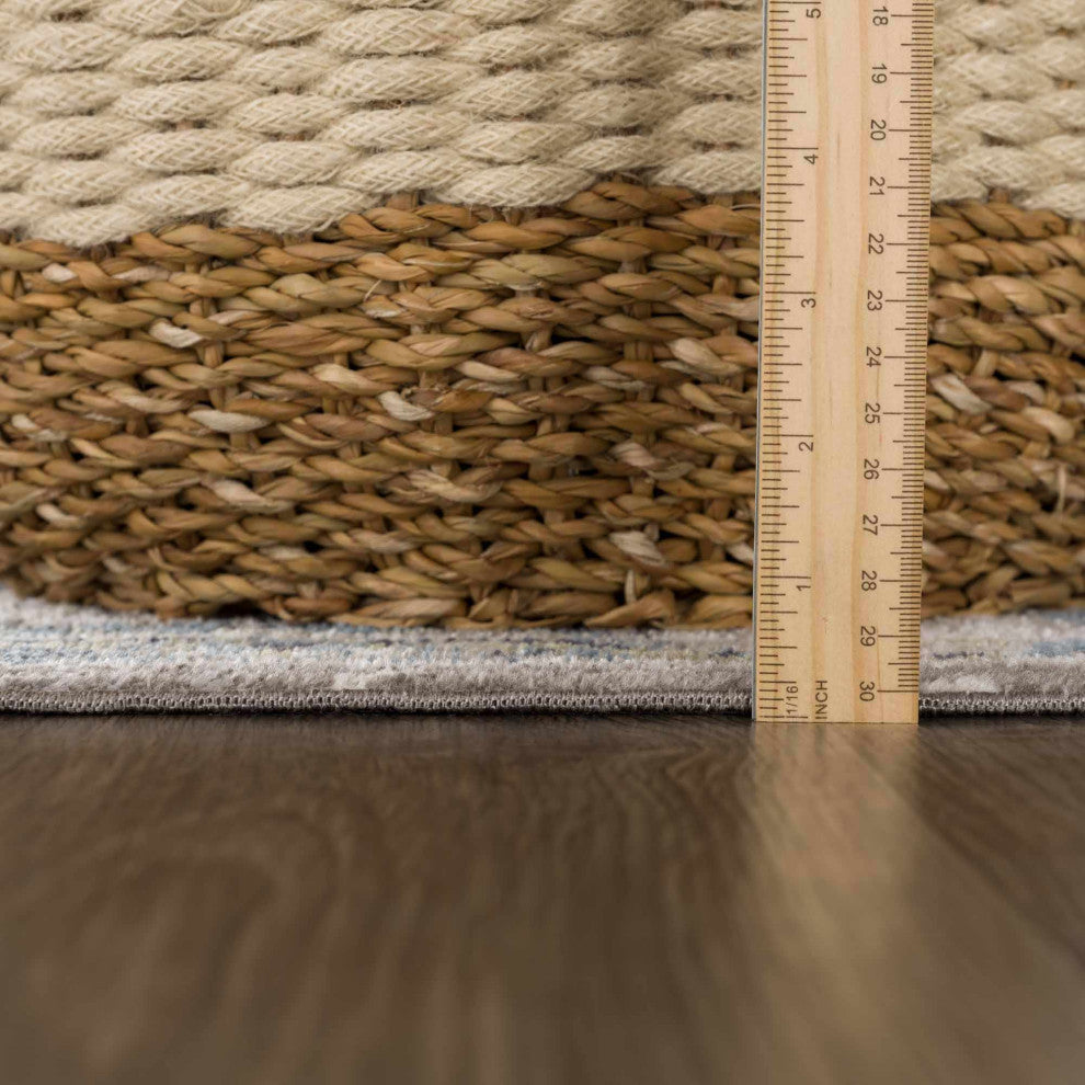 Hauteloom Cabacungan Gray & Blue Washable Area Rug, 5'3"x7' Rectangle