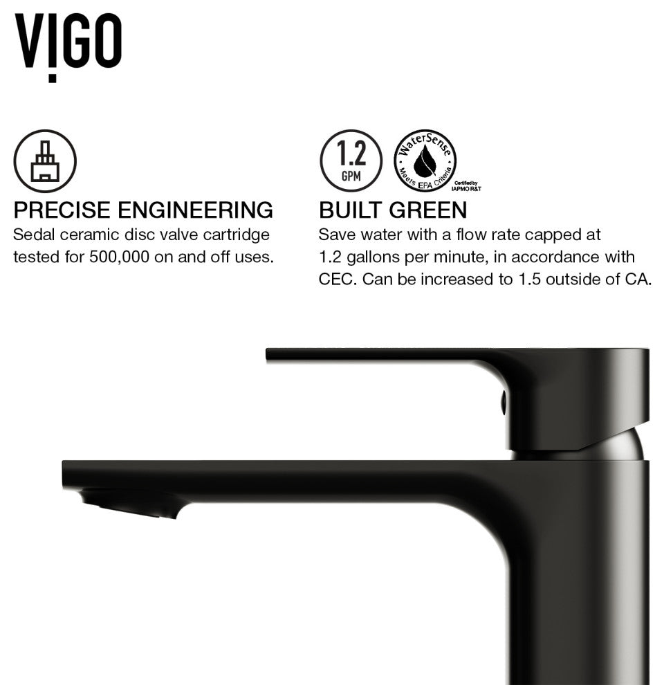 VIGO 6" H Davidson Single Handle Single Hole Faucet, Matte Black, Without Extras