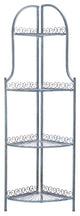 Safavieh Abarrane Wrought Iron 4-Tier Outdoor Corner Shelf Antique Blue