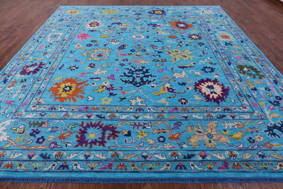12' Square Turkish Oushak Hand Knotted Wool Rug - Q14951