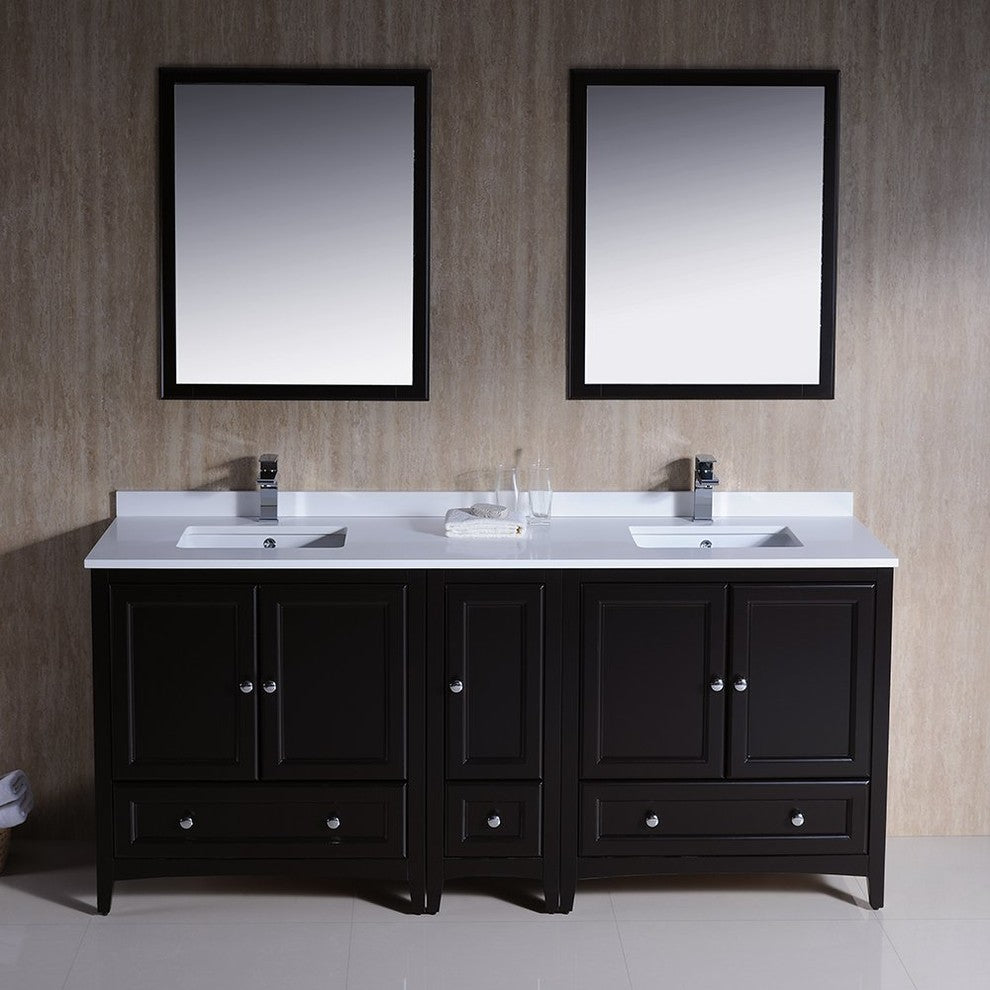 Oxford 72" Espresso Traditional Double Sink Vanity, FFT9151CH