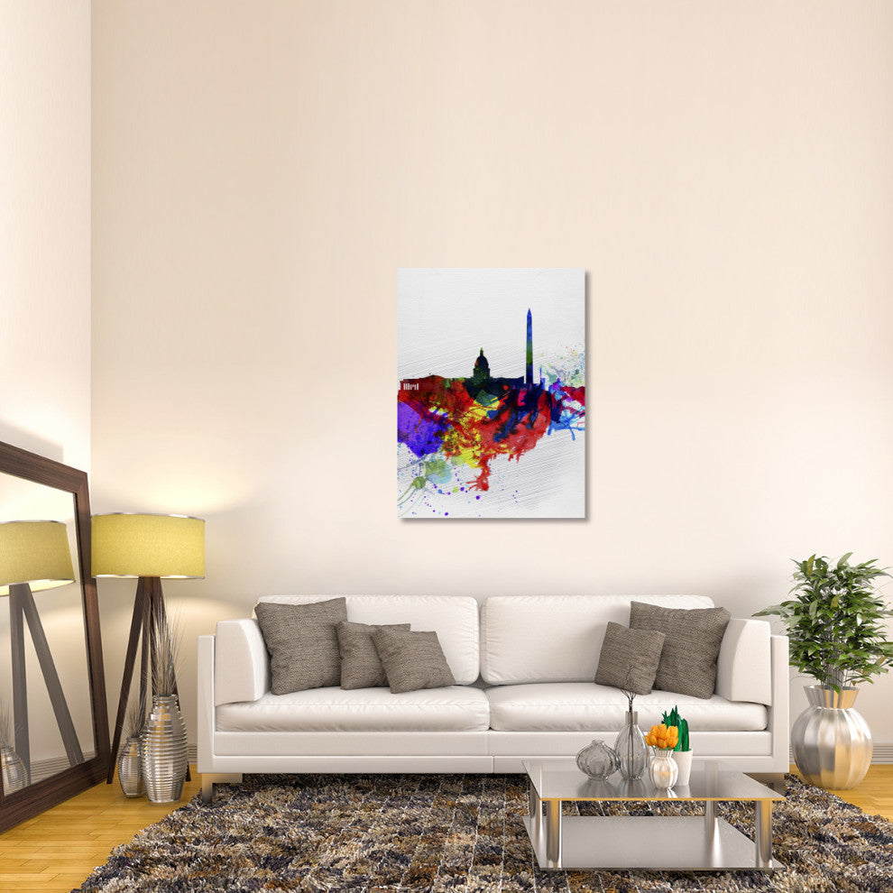 "Washington DC Watercolor Skyline 1" Fine Art Print