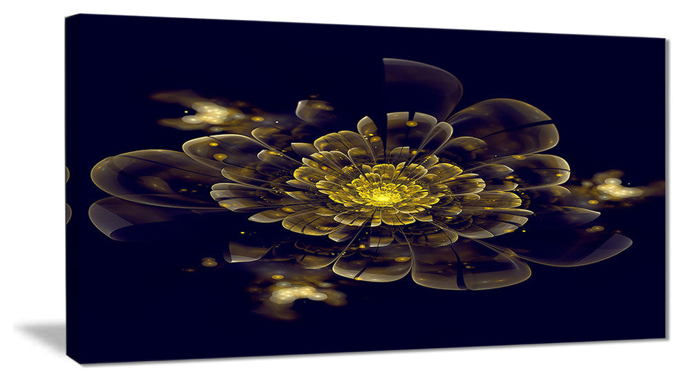 "Golden Metallic Fractal Flower" Digital Canvas Print, 40"x20"