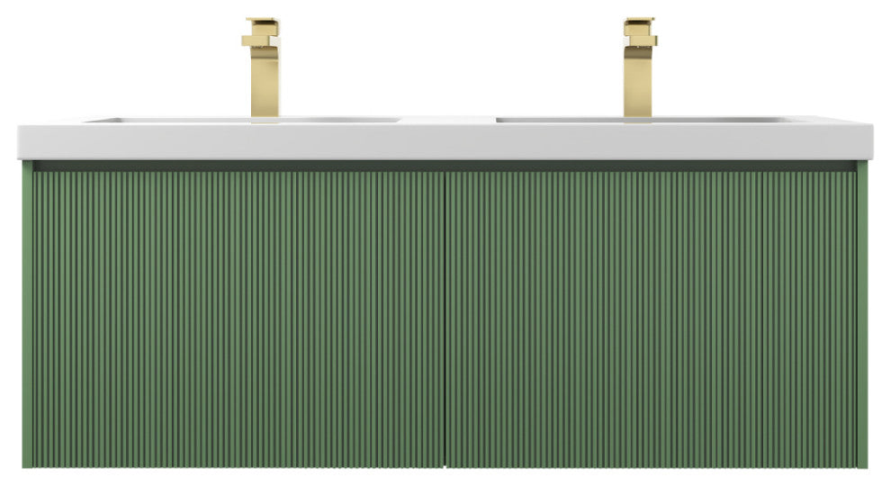 Floating Bathroom Vanity with Sink, Wall Mounted Vanity, Green, 48" W/ Double Sinks