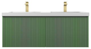 Floating Bathroom Vanity with Sink, Wall Mounted Vanity, Green, 48" W/ Double Sinks