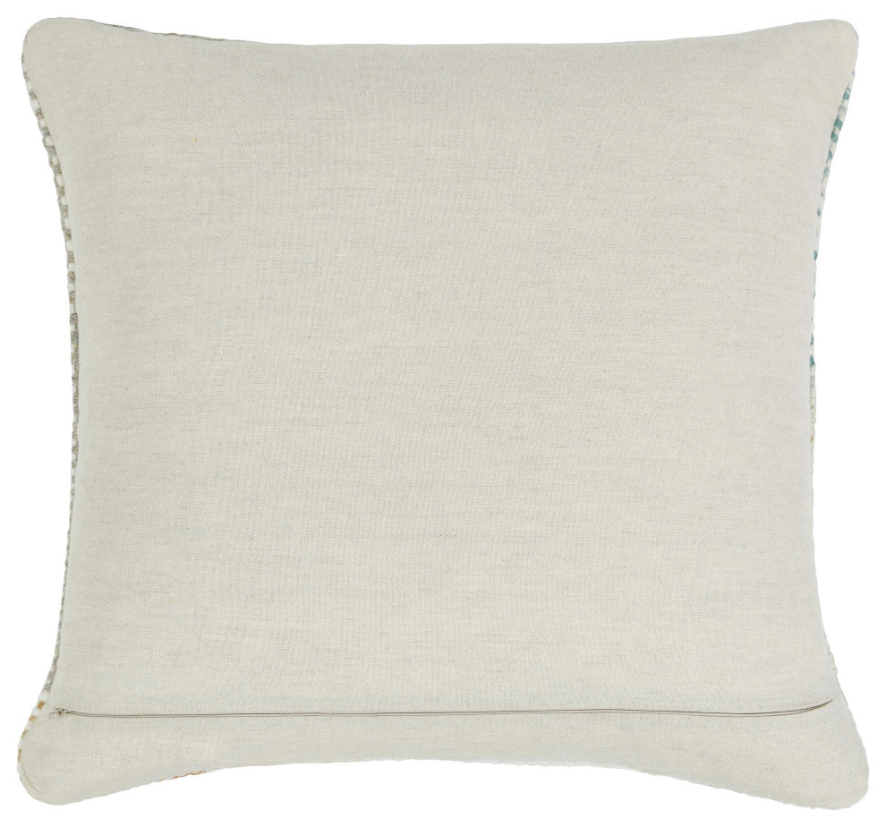 Ritsa 22" Jute Blend Fabric Multicolor Throw Pillow