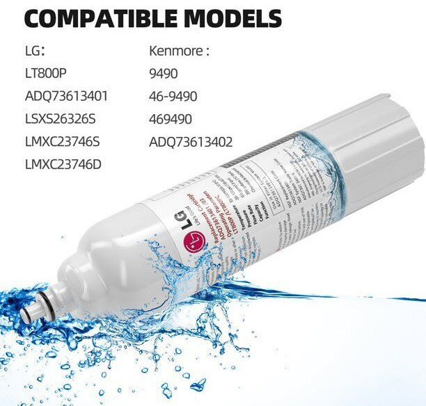 2 Pack LT800P LG ADQ73613401 Kenmore 46-9490 Refrigerator Water Filter