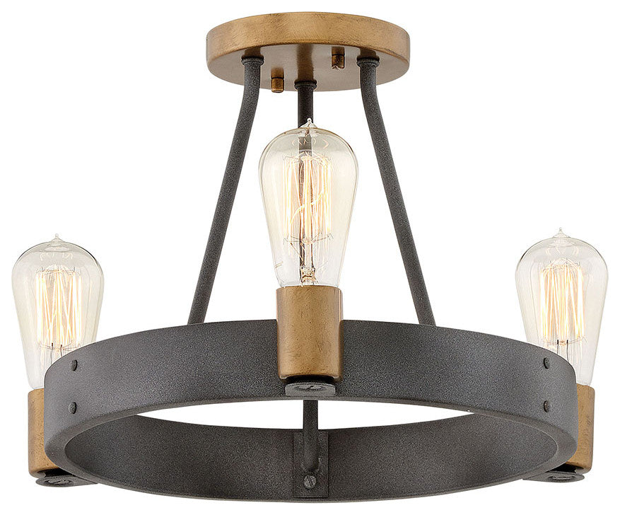 Hinkley Silas Medium Semi-Flush Mount, Aged Zinc