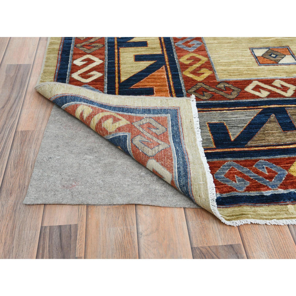 Green Soft Wool Hand Knotted Armenian Inspired Design 200 KPSI Rug, 10'2"x13'6"
