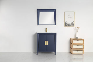 36" Larvotto Navy Blue Modern Bath Vanity, No Matching Mirror