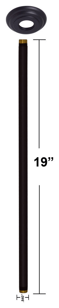 1/2" Ips X 19" Ceiling Mounted Shower Arm With Flange In Oil Rubbed Bronze, Powder Coated Flat Black