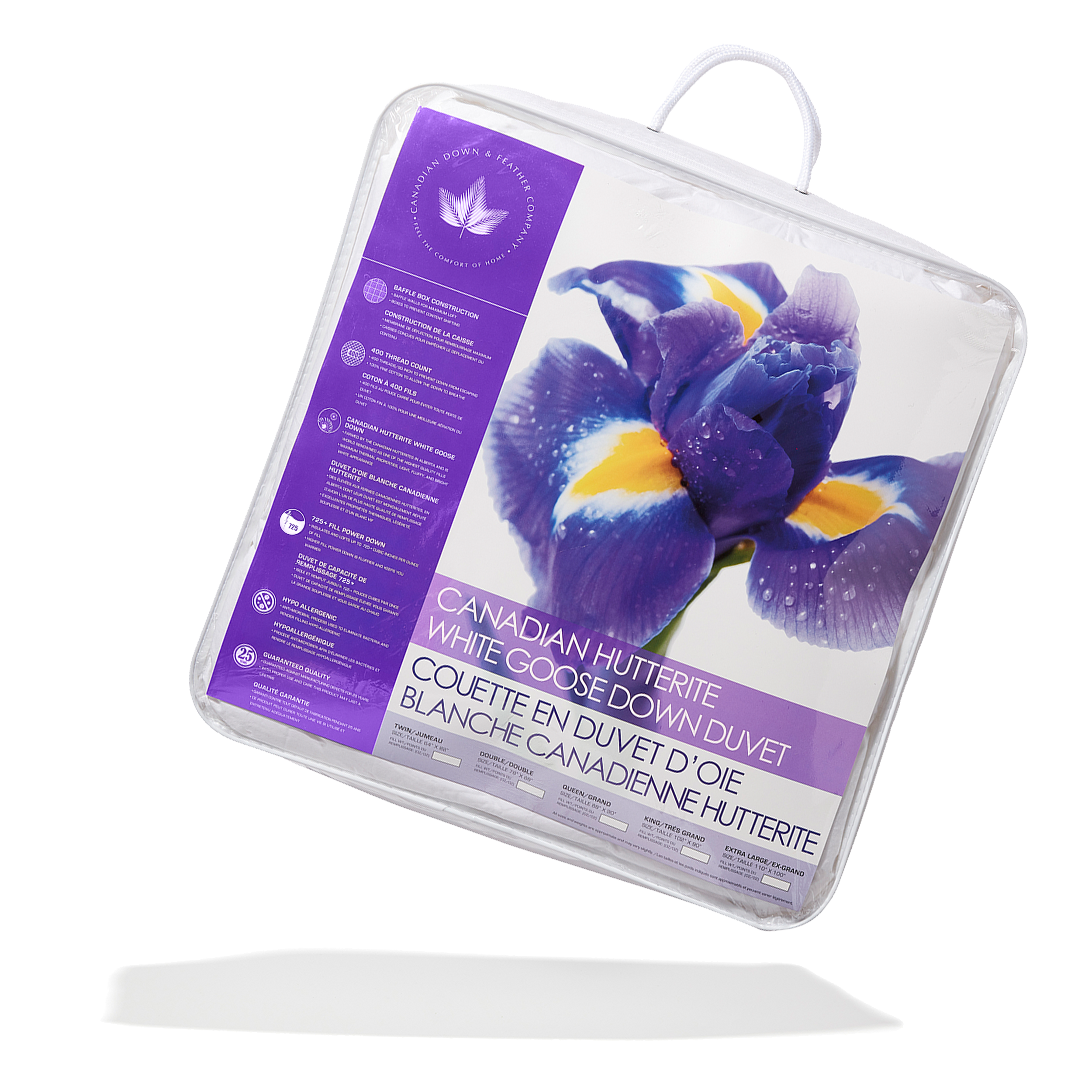 Hutterite Goose Down Comforter, Xl King, Regular Weight