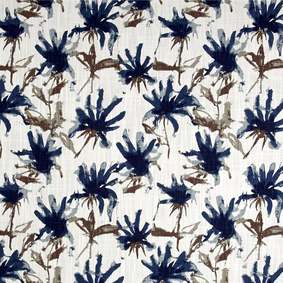 Reversible King Duvet Cover Kendal Regal Blue Watercolor Floral Cotton Linen