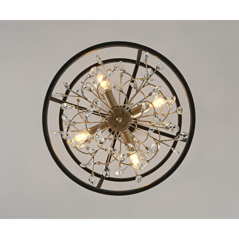 Jasmine 4-Light Crystal Leaves Semi-Flush Mount