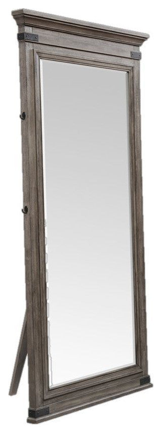 Forge 37" Wide Floor Mirror, Brushed Steel
