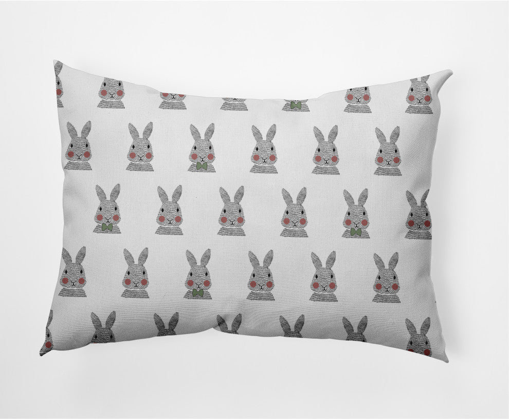 Bunny Fluffle Easter Decorative Lumbar Pillow, Laurel Tree Green, 14x20"
