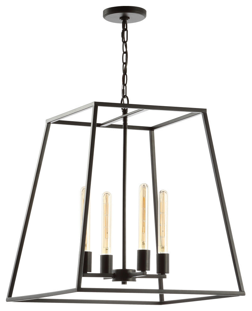 Hutson 4-Light 21" Iron Modern Angled LED Pendant, Black by JONATHAN  Y