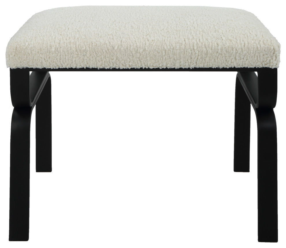 Uttermost Diverge White Shearling Small bench