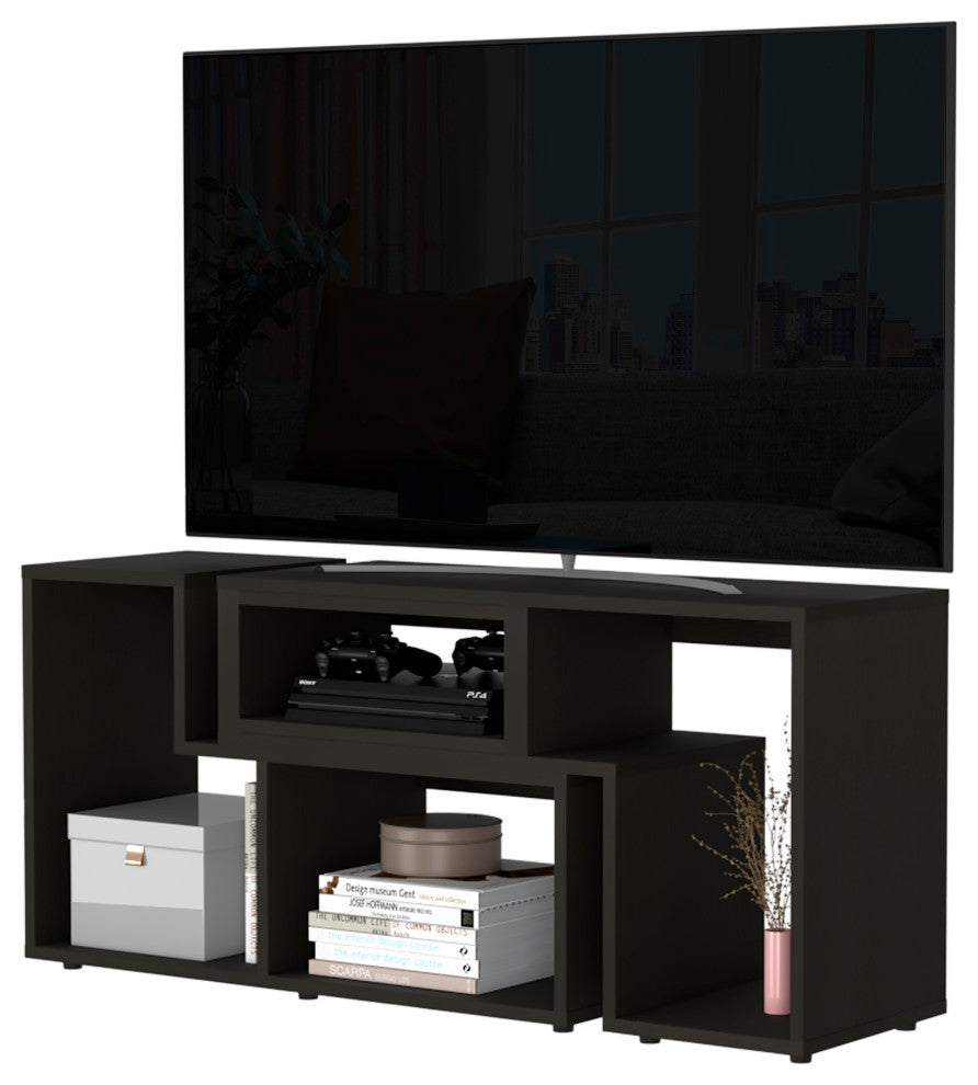 Harmony Extendable TV Stand with Multiple Shelves, Black
