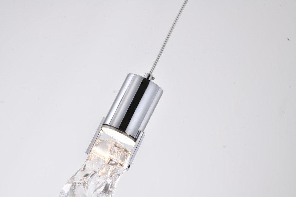Chrome Metal LED Pendant With Clear Crystal Stone