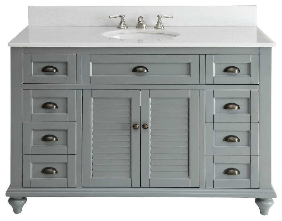 49" Glennville Quartz Top Bath Vanity, Gray