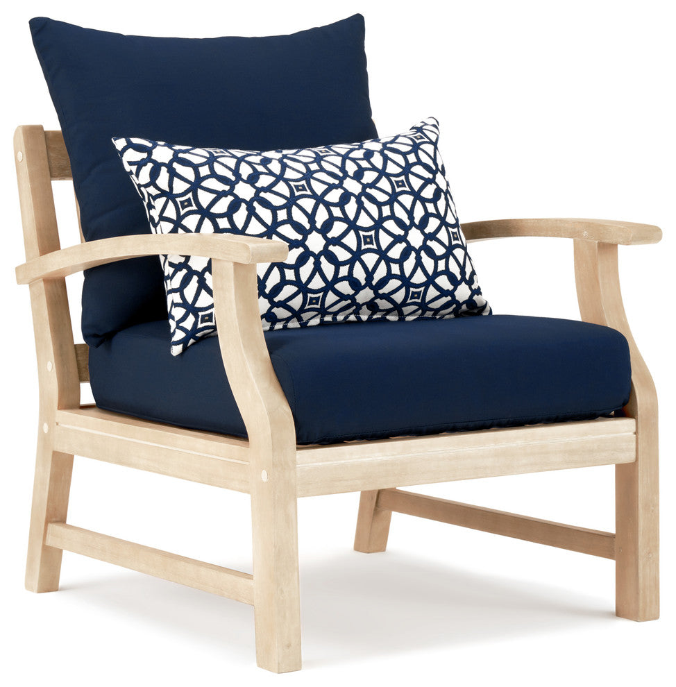 Kooper 4 Piece Acacia Outdoor Patio Seating Group, Navy Blue