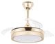 36" Modern Retractable Ceiling Fan With Light Kit, Remote Control, Gold