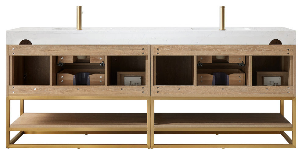 Alistair Vanity, North American Oak With Countertop, 84", With Mirror