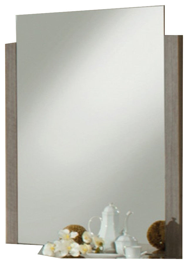 Vertically Wooden Framed Mirror, Contemporary Style, Gray