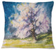 Blooming Cherry Tree Blue Watercolor Floral Throw Pillow, 16"x16"