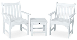 Polywood Vineyard 3-Piece Garden Chair Set, White