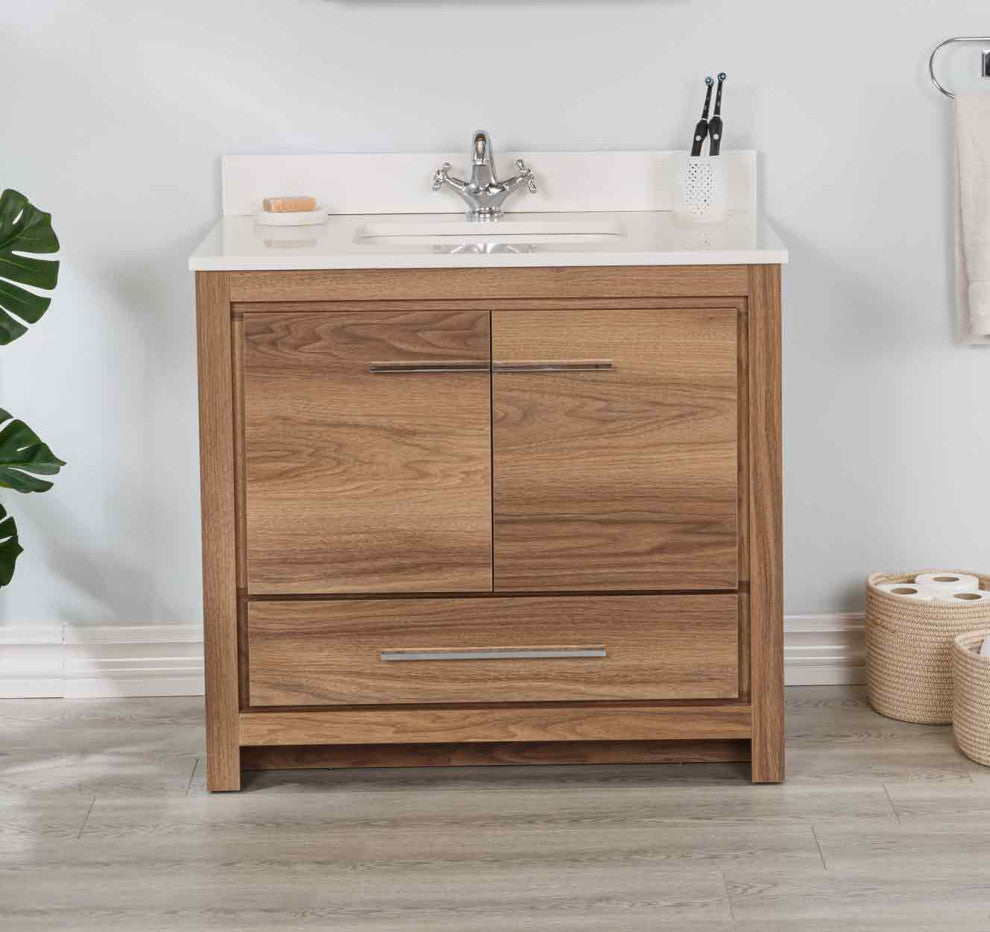 Mila Collection 36" Bathroom Vanity With Sink, Mirror, Countertop, Dark Blue