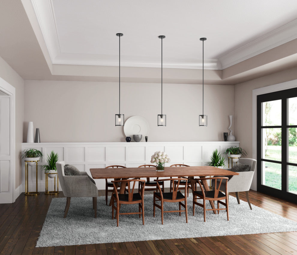 Hunter Astwood Collection 1-Light Cylinder Pendant, Matte Black