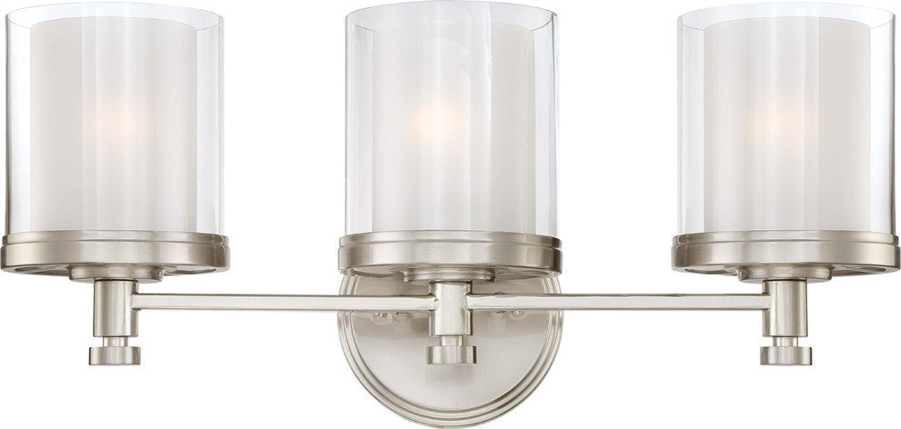 Nuvo 3-Light Decker Vanity and Wall Light Fixture, Brushed Nickel