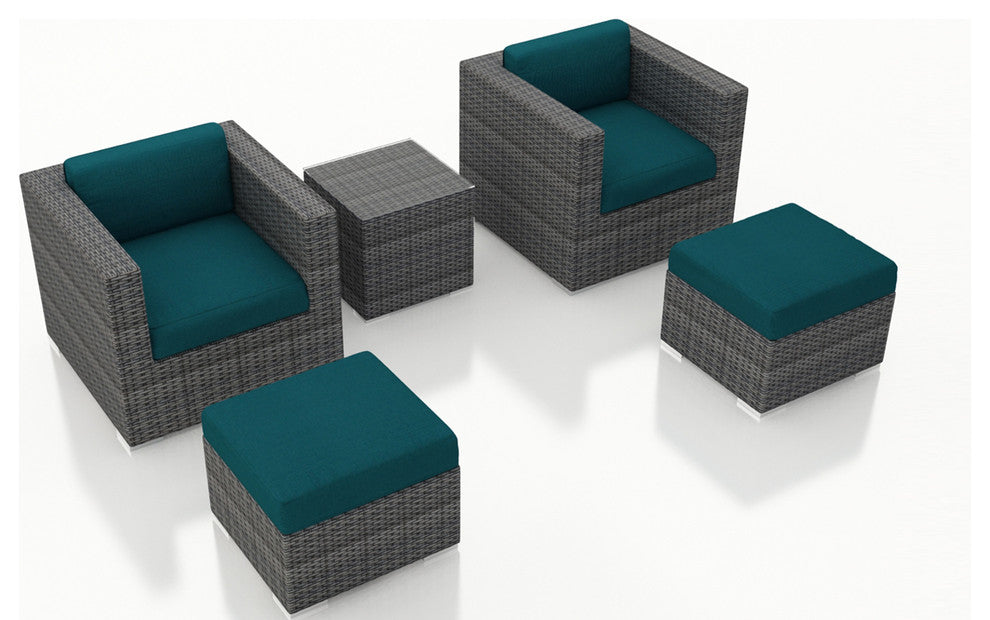 District 5 Piece Club Chair Set, Spectrum Peacock