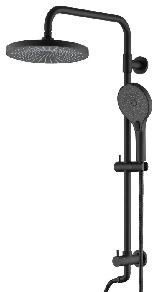 10" Rain Shower System with 3-Setting Handheld Sprayer and Slide Bar, Matte Blackï¼Œ