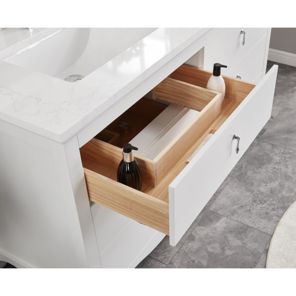Legion Furniture WS2512 Series Bathroom Sink Vanity, White, 60", Artificial Stone Top, Double Sink