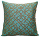 Blue Decorative Throw Pillow Covers 12"x12" Silk Cushion Covers - Teal Geometry