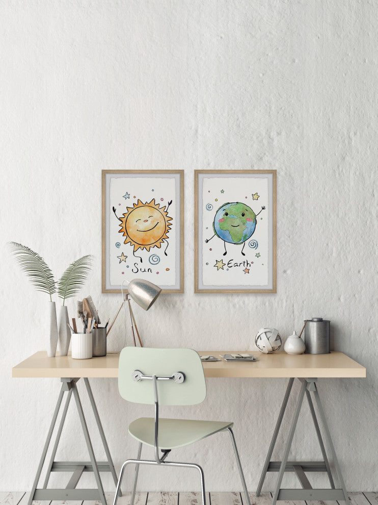 Sun and Earth Diptych, 2-Piece Set, 24x36 Panels