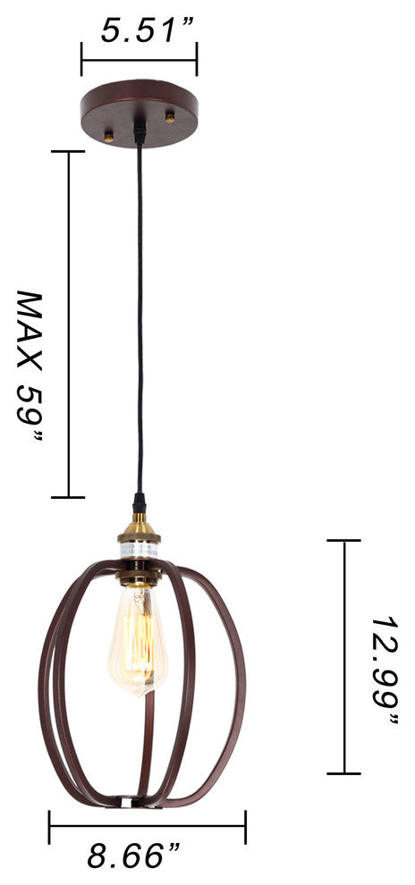 Cerdic Industrial 1-Light Oil Rubbed Bronze Ceiling Pendant, 8" Wide
