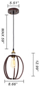 Cerdic Industrial 1-Light Oil Rubbed Bronze Ceiling Pendant, 8" Wide